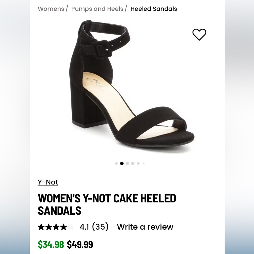 Y-Not Cake Heeled Sandals, black, ankle strap with a buckle closure, size 6